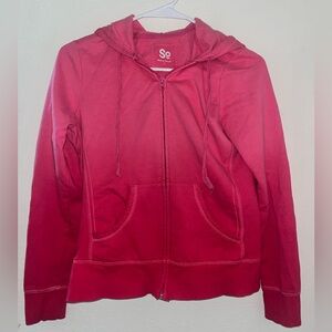 Y2K Inspired Pink Ombré Zip-Up Hoodie